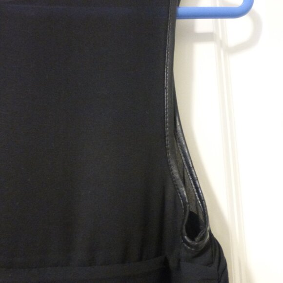 H&M black ruched sleeveless mini dress with faux leather trim - Picture 11 of 15